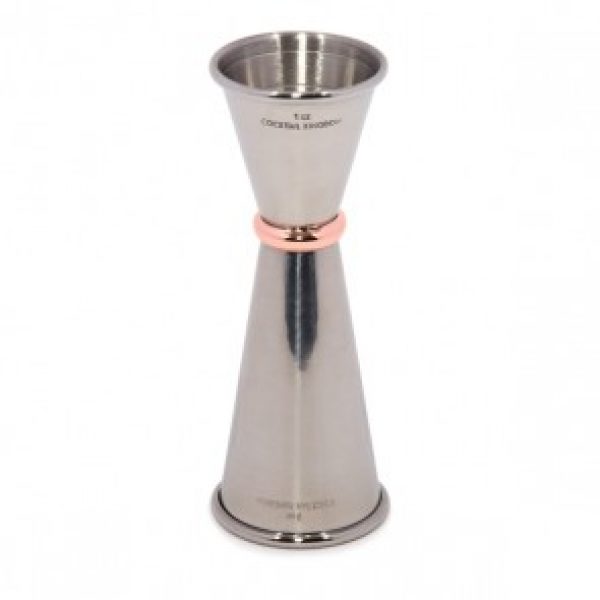 Japanese Style Jigger 1oz/2oz SS Mirror, Copper Ring