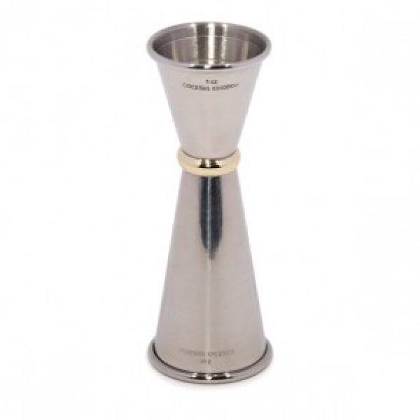 Japanese Style Jigger 1oz/2oz SS Mirror, Gold Ring