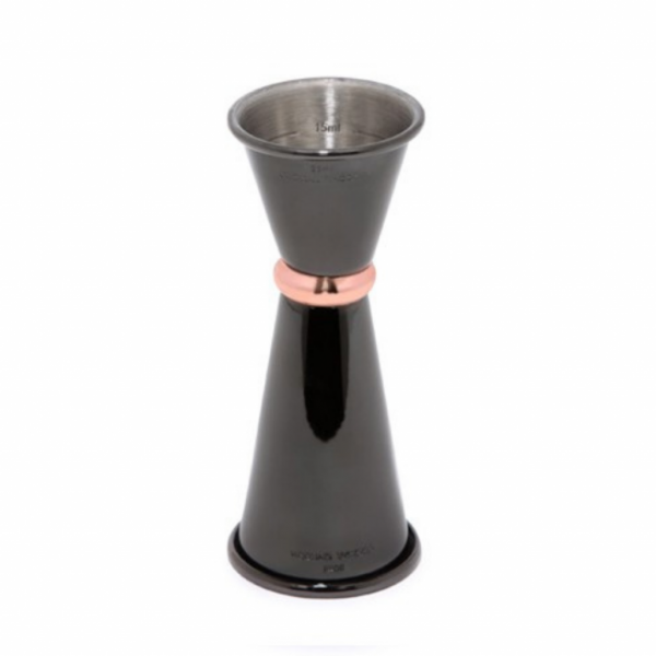 Japanese Style Jigger 25/50ml Black, Copper Ring