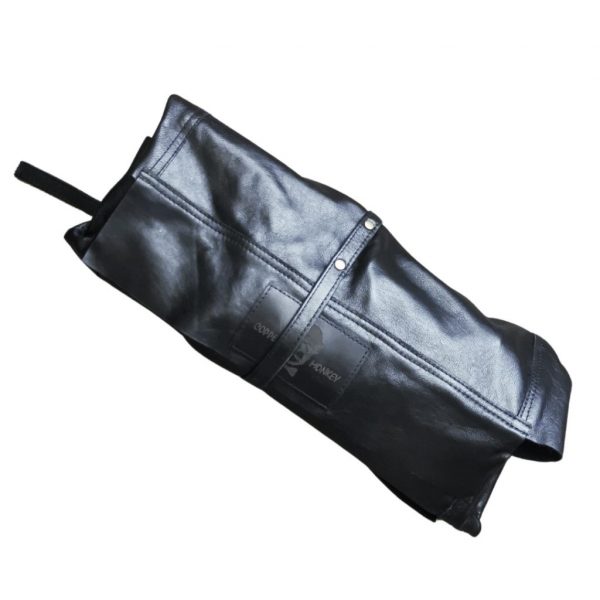 Black Leather Barware Roll Up